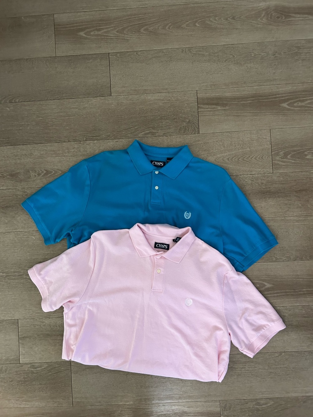 CHAPS Men Short Sleeve Polo Shirt - Pink & Blue